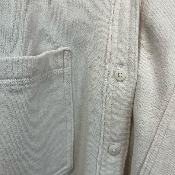 Aerie Oversized Lumberjack Button Down Shacket Top Cream Beige Long Sleeve Sz L - Picture 5 of 6